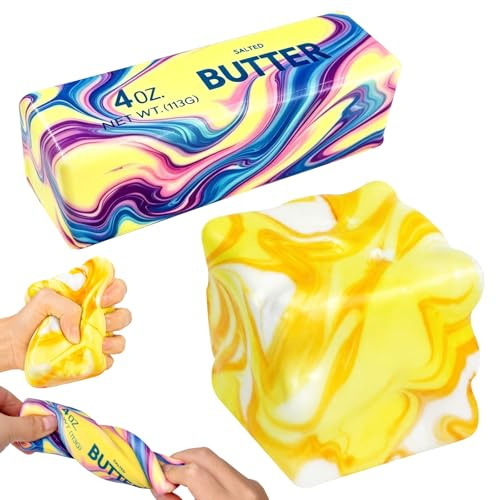 2PCS Rainbow Swirl Butter & Cheese Squishy Set