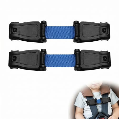 2 Pcs Bloqueo Cinturón Seguridad Niños, Pinza de Seguridad para Silla de Coche, Anclaje Cinturón Seguridad Universal, Cierre de Hebilla para Asiento Infantil, Accesorios de Viaje, Azul