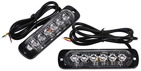 VGEBY 2pcs 12/24V 6 LED Feu de Freinage Stroboscopique Lampe Feux Clignotant pour Voitures, Véhicule Utilitaire, Bateau, Rremorque, Caravane(Couleur: Amber)