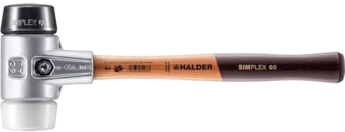 Halder Simplex 2 lb. Soft-Face Mallet with Black Rubber and Superplastic Inserts, Lightweight Aluminum Housing and Wood Handle