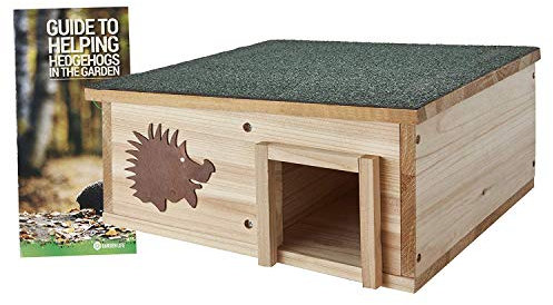 Garden Gear Hedgehog House Fir Wood Garden Hibernation Box with Waterproof Pitched Roof Concealed Chamber Wildlife Shelter 40×40×19 cm UK