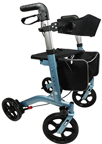 FabaCare Leichtgewichtrollator Staar, faltbarer Rollator mit großen Softrädern, Sicherheitsreflektoren, Pacific-Blau