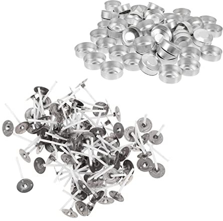 COHEALI Aluminum Shell Wick Set - 200Pcs Empty Tea Light Candle Cases with Wicks for Diy Candle Making Metal Tealight Tins for Home Decor and Events