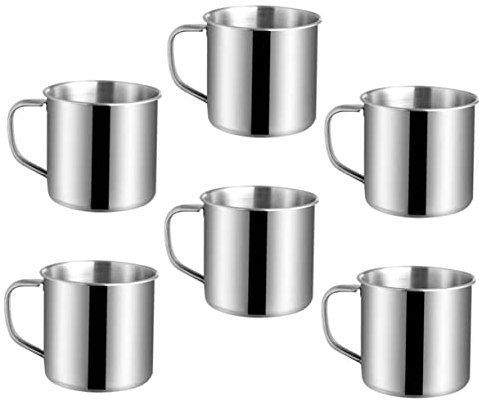 Alipis Gobelet Enfant Inox Avec Anse 190Ml 6Pcs Tasse Incassable Pour Café Thé Lait Et Soupe Design Pratique Et Léger Pour Usage Domestique