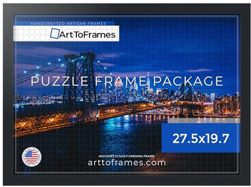 ArtToFrames 27.5x19.7 INCH / 50x70 CM Black Frame for 1000 piece Puzzles.This 1.25 Inch Custom MDF Puzzle Frame is Black - Comes with Economy Acrylic (PuzzleFRBW26079-27.5x19.7)