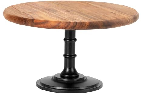 E-ROOM TREND Etagere Tortenständer/Cupcake Ständer aus Holz 1 Etagen | Mittel | Dessertständer aus Holz mit Eichensockel | Serviertablett | für Geburtstagsparty Nachmittagstee Babyparty (MDP01OM)