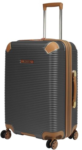 Rocklands® Expandable 4 Wheel ABS-PC Hard Shell Luggage Suitcase TSA Lock (Dark Grey, Medium - 66 x 46 x 27 cm)