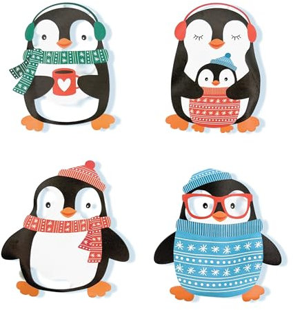 MC-Trend 4er Set Taschenwärmer - Handwärmer im niedlichen Pinguin Winter Design