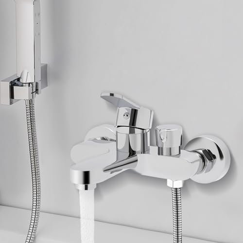 Badewannenarmatur Wannenarmatur, 2-Loch Mischbatterie Badewanne, Wandmontage Armatur Badewanne, Wannenbatterie Dusche Set für Bad