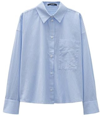 someday Damen Langarmbluse | Streifenbluse ZOPPINA Loose aus nachhaltiger Baumwolle Azure Blue, 40