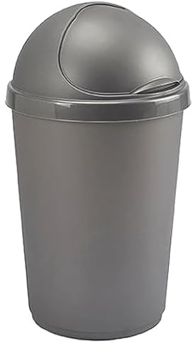 ZARVICZONIA Premium Plastic Bullet Bins 30L, 50L Waste Paper Recycling Dustbin Flap Lid Home Kitchen House Office Rubbish Trash Bin (Grey, 30 Litre)