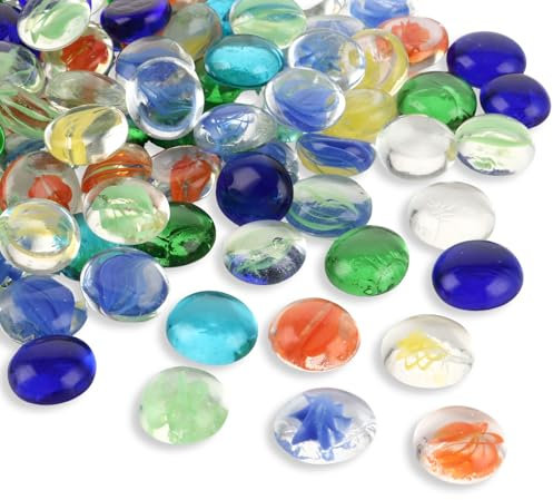 MUXHEL 2000g / 400 Stück Glasnuggets Bunt, 15-20mm Muggelsteine Bunt, Glassteine Dekosteine, Deko Bunte Glassteine, für Vase, Legematerial, basteln