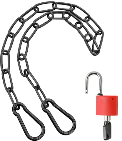 Cadena y candado negro de 3 mm x 51 cm de acero inoxidable 304 de seguridad para bicicleta, solución de seguridad de metal para motocicleta, puertas al aire libre, candados, cadena de seguridad para