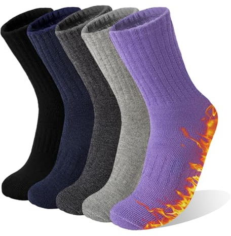 VoJoPi Womens Thermal Socks Warm Wool Hiking Walking Thick Cozy Ladies Boot Work Socks 5 Pairs,Uk 4-8