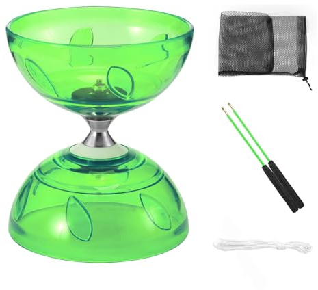 KQWVZ Diabolo LED avec Roulement à Billes, 4,5 mm Diabolo Roulement à Billes, Diabolos Chinois YoYo Set,DiaboloTriple Roulements avec Ficelle, Sac en Filet et 2 Bâtons, Cadeau pour Adultes, Débutants