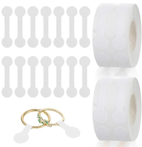 Classicseali 2 Rolls Ring Sticker Labels, Blank Adhesive Jewellery Price Tag Stickers, Ring Sticker, Lightweight, Compact, Portable, for Necklace Earring Identification, White,1000pcs