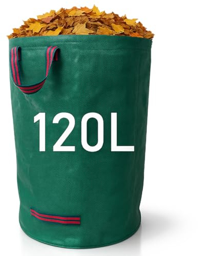 Zopper Garden Waste Bags Heavy Duty with Plastic Hoop Reusable Polypropylene Sacks Waterproof Garden Rubbish Bags (120L)