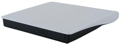 Ludom Extern CD DVD +/-RW-enhet, USB 3.0 och USB-C bärbar CD- och DVD-ROM-brännare för bärbar dator och stationär dator (vit)