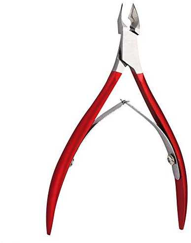 Tijeras profesionales para piel muerta de acero inoxidable, cortaúñas ergonómicos con filo superincisivo para eliminar callos, padrastros y cutículas, agarre cómodo y seguro, color rojo