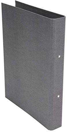 BIGSO RINGO Ringbuch mit 2 Ringen – schmaler Ordner aus Faserplatte und Papier mit Leinenoptik – Ringhefter für Dokumente, Klarsichthüllen oder Trennblätter – grau