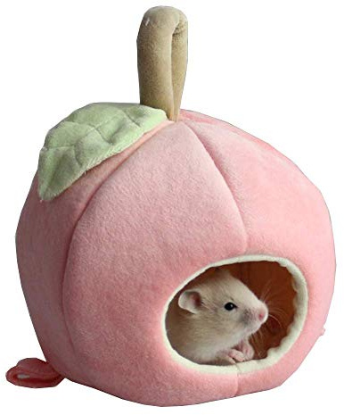 ANIAC Pet Winter Hanging Fruit House Hammock Warm Bed Nest Accessories for Hamster Guinea Pig Hedgehog Chinchilla Hamster and Small Animals (Pink)