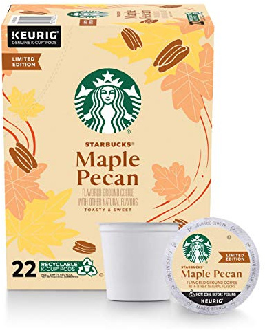 Starbucks Cápsulas de café K-Cup con sabor, arce y nuez para cafeteras Keurig, 1 caja (22 cápsulas)