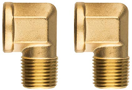 DuraSteel Wall Mount Faucet 90-Degree Elbow - Commercial Kitchen No Lead Faucet Space Saving Backsplash Kit - 1/2 IPS Female x 1/2 IPS Male Brass Fitting, Pack of 2