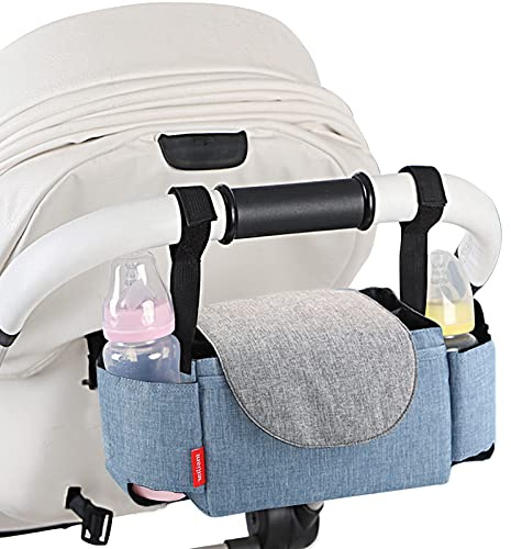 jiuzcare Organisateur Poussette Sac Organisateur Pour Poussettes Et Landaus Pram Buggy Organizer Bag Sac De Poussette Sac Pour Poussette Sac Poussette Accessoire Poussette Organisateur De Sac, Bleu