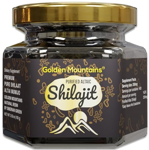 Resina de Shilajit Siberiana Pura y Auténtica “Golden Mountains” de Altái (100g)