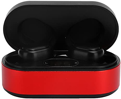 Auricolari Cuffie Intrauricolari Bluetooth 5.0, Regolazione A Tre Frequenze Stereo, Cuffie Wireless con Display Digitale A LED Custodia di Ricarica Wireless, Rumore Intelligente(rosso)