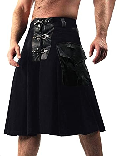 Faltenröcke Klassischer Retro Rock Vintage Herren mittelalterlicher Krieger Kilt Mode Vintage Gothic Punk Rock Traditioneller Schottischer Rock Steampunk Kleidung Kendo Pocket Röcke