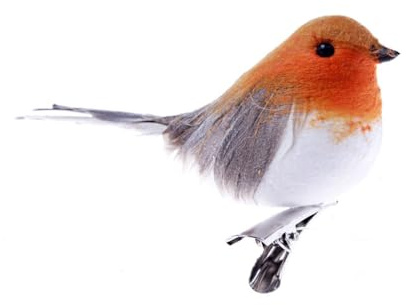 FloristryWarehouse Feather Robin Bird on Clip Christmas Decoration Box of 6