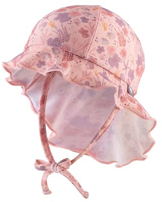 Sterntaler Sonnenhut Corale - Mädchen Bademütze - UV-Schutz 50+ Sommermütze für Strand und Schwimmbad - mit Nackenschutz und Bindebändern - Baby & Kinder Kopfbedeckung - zartrosa, Größe 51