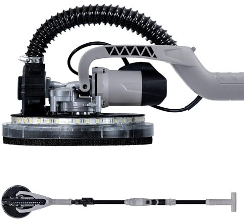 Werku WK403070 + 6 Lijas, Lijadora Circular Paredes-Techos Auto-Aspirante, Calidad Profesional, Potencia 750 W, 225 mm, Sistema Luz LED, Incluye 6 Discos Lijado, Manguera Aspiración y Bolsa Transporte