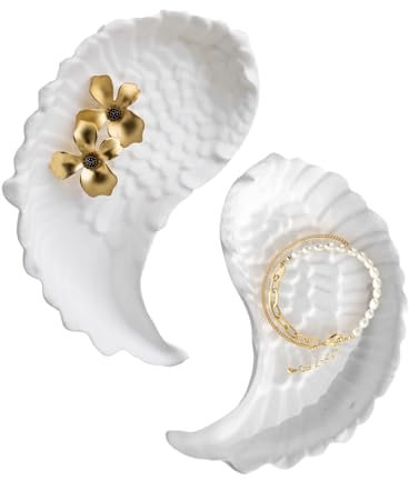 Counius Vassoio Gioielli,2 Pezzi Vassoio Portagioielli,Decorativa Vassoio Portaoggetti Bianco Piccolo,Vassoio Portaoggett Organizzatore,per La Decorazione Della Casa