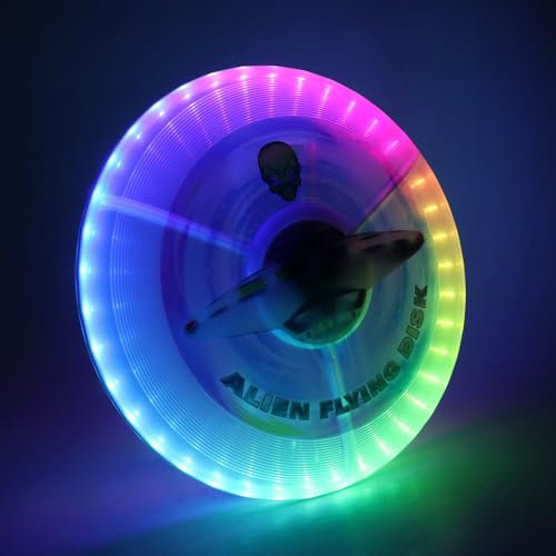 Lotvic Frisbee, frisbee, disco luminoso a LED, Ultimate Frisbee, anello per frisbee, sicuro, impermeabile, ricaricabile, giocattolo dai 6 7 8 9 10 anni, 7 modalità dinamiche, 175 G, 27 cm (colorful)