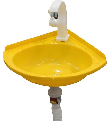 Ausgussbecken Waschbecken Spülbecken 1 Becken Waschtrog | Mit Wasserhahn und Ablaufgarnitur Ohne Bohren für die Wandmontage,für Handwaschbecken Klein Gäste WC/RVs