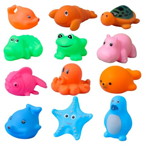 Bagnetto del Bambino dello Zoo e del Mare,12 Pezzi,Giocattoli da Bagno per Bambini,Giochi Acqua,Giocattolo Che Nuota,Assortiti per Bambini, Ragazzi e Ragazze