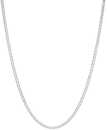 Silver Kedjelänk 2 mm 925 Sterling för kvinnor och män Snygg platt Mariner Ideal födelsedag, alla hjärtans dag, jubileum