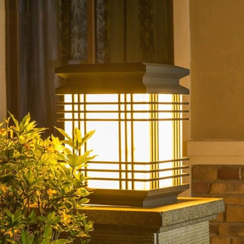 QUSYZD Lampada a Colonna Impermeabile per Esterni, Quadrata, in Acciaio Inossidabile, per Recinzione, palo, Luce Esterna, Lanterna a Colonna per Giardino, Parco, cancello, Illu,