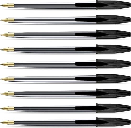 G4GADGET Pack of 50 Black Pens - Medium Tip Fluent Smooth Writing Black Biro Ballpoint Pens