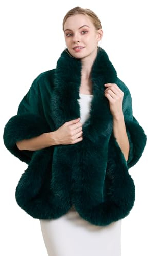 BEAUTELICATE Stola Pelliccia Sintetica Donna Scialle Coprispalle Elegante per Cerimonia Matrimonio Sposa Invernale,Verde Muschio
