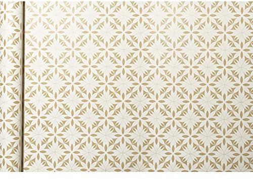 Clairefontaine, 223830C, Papel de regalo, Tiny rolls, Kraft crudo, 100% reciclado, 5m x 35cm (ancho pequeño especial), 70gr, Flores blancas