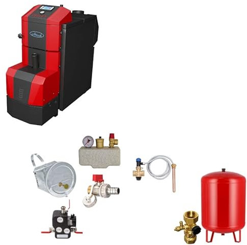 Attack Pelletkessel 30 Automatic Plus 30 kW Edelstahl Rot Pellet Pelletofen Heizt Flächen bis zu 185 m²