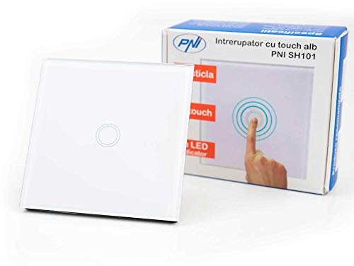 Interruttore a sfioramento Vetro PNI SH101, bianco con indicatore LED