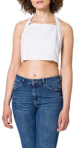NA-KD Top Ajustado con Cuello Halter Camisa, Blanco, 40 para Mujer