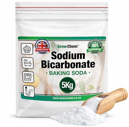 Grow Chem Baking Soda (5KG Bag) UK MADE Baking Soda for Cleaning, Cooking, Bath Bombs, Odour Removal and Teeth Cleaning. Eco Friendly Bicarbonate of Soda.