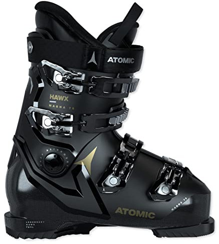 ATOMIC HAWX Magna 75W Skischuhe - Größe 27/27.5 - Alpin-Skischuh für Damen in Schwarz/Gold - 102mm breite Passform - Stabile Prolite Konstruktion - Memory Fit für präzisen Sitz