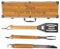 Personalisierter Grillbesteckkasten mit Gravur - Einzigartiger Holzkasten mit Textgravur - Personalisierbarer Kasten mit 3 großen Grillbesteckteilen