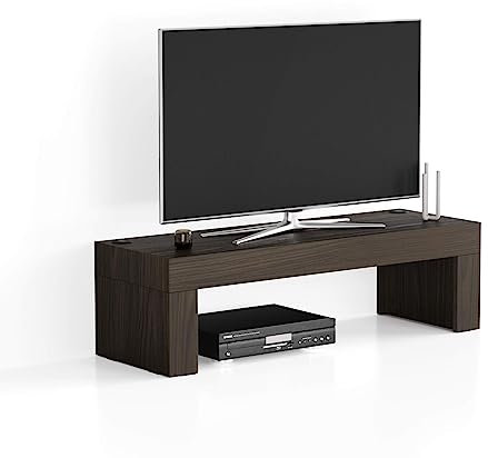 Mobili Fiver, Meuble TV Evolution 120x40, Noyer Américain, avec Chargeur sans Fil, 120 cmx40 cmx35 cm, Meuble TV Design pour TV jusqu'à 50'' TV, Made in Italy